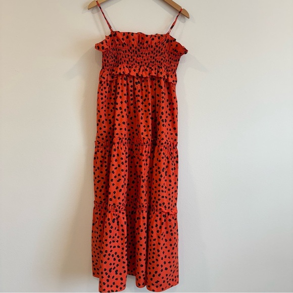 Hunter Bell Dessert Poppy Polka Dot Maxi Tiered Dress Sleveless Resort M - Picture 3 of 7